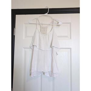 2X white flowy crochet tank top